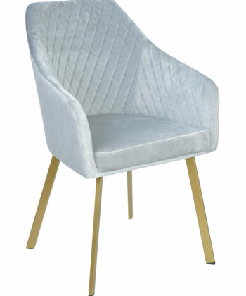 Montana Luxury Quilted Dining Chair | Ash Grey Velvet Armchair Ireland
