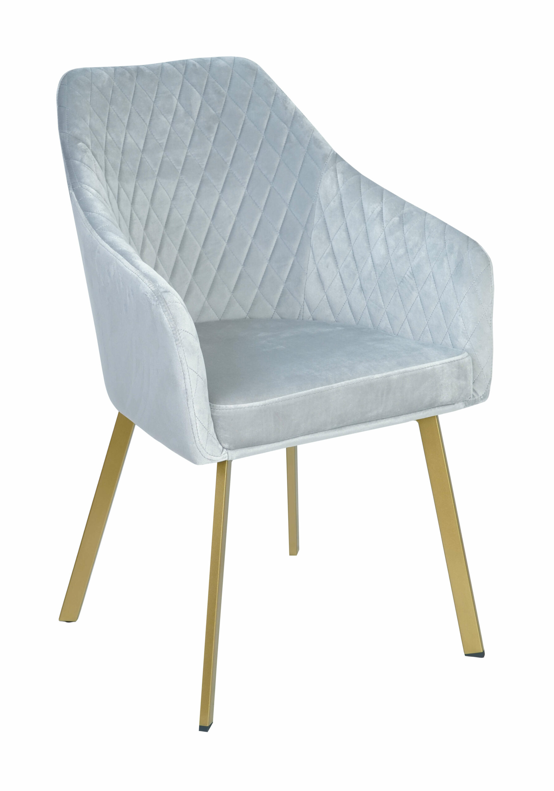 Montana Luxury Quilted Dining Chair | Ash Grey Velvet Armchair Ireland