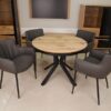 Nova Round Extendable Dining Table ø 100+50 cm – Knotty Oak Veneer Geometric Desk