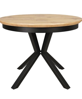 Nova Round Extendable Dining Table ø 100+50 cm – Knotty Oak Veneer Geometric Desk