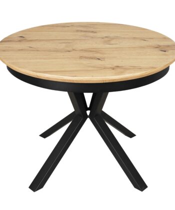 Nova Round Extendable Dining Table ø 100+50 cm – Knotty Oak Veneer Geometric Desk