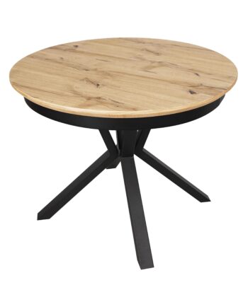 Nova Round Extendable Dining Table ø 100+50 cm – Knotty Oak Veneer Geometric Desk