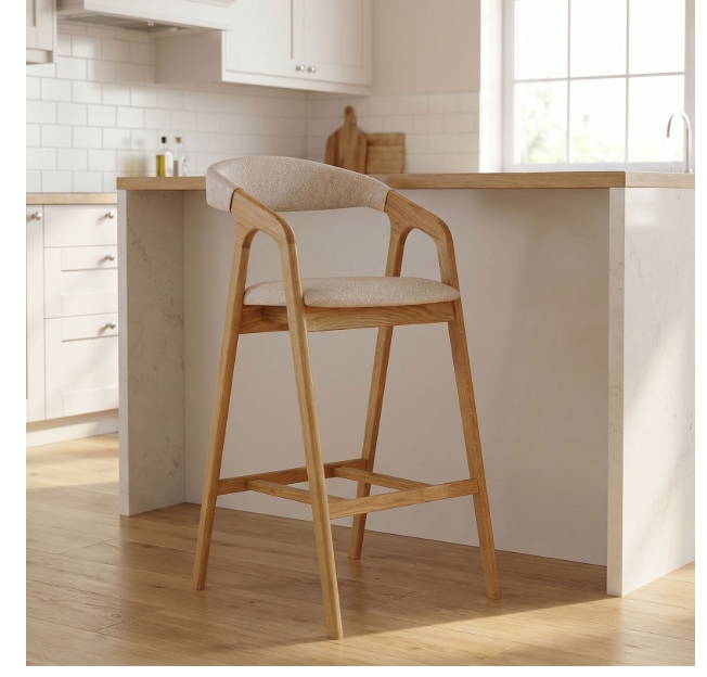Oak Horizon Luxury Bar Stool | Solid Oak Kitchen Island Chair Ireland