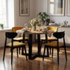 FLEXI 100 Compact Extendable Dining Table 100-140×100 cm – Golden Oak & Black Beech Legs
