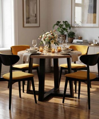 FLEXI 100 Compact Extendable Dining Table 100-140&times;100 cm &ndash; Golden Oak & Black Beech Legs
