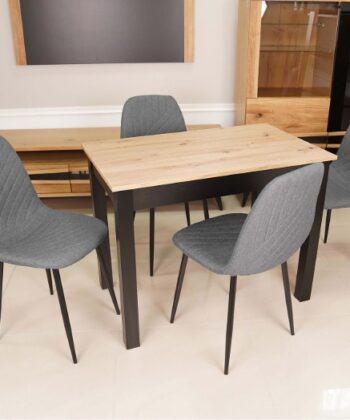 Florian Compact Rectangular Dining Table 90&times;60 cm &ndash; Artisan Oak & Black Legs