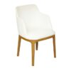 White Bouclé Chair | Luxury Natural Beechwood Dining Armchair