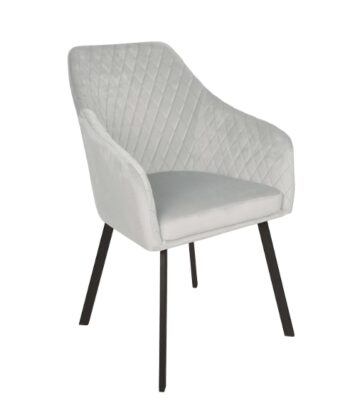 Montana Luxury Quilted Dining Chair | Ash Grey Velvet Armchair Ireland