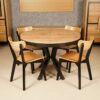 Sora Round Extendable Dining Table – Natural Oak  & Cross Metal Base