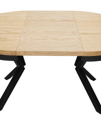 Sora Round Extendable Dining Table – Natural Oak  & Cross Metal Base