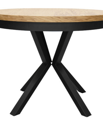 Sora Round Extendable Dining Table – Natural Oak  & Cross Metal Base