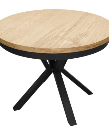Sora Round Extendable Dining Table – Natural Oak  & Cross Metal Base