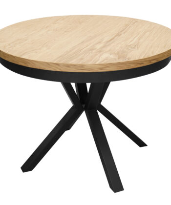 Sora Round Extendable Dining Table – Natural Oak  & Cross Metal Base