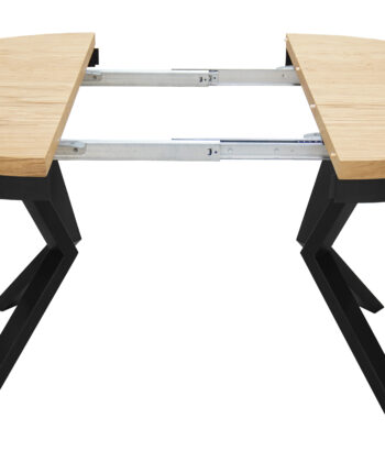 Sora Round Extendable Dining Table – Natural Oak  & Cross Metal Base
