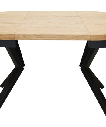 Sora Round Extendable Dining Table – Natural Oak  & Cross Metal Base
