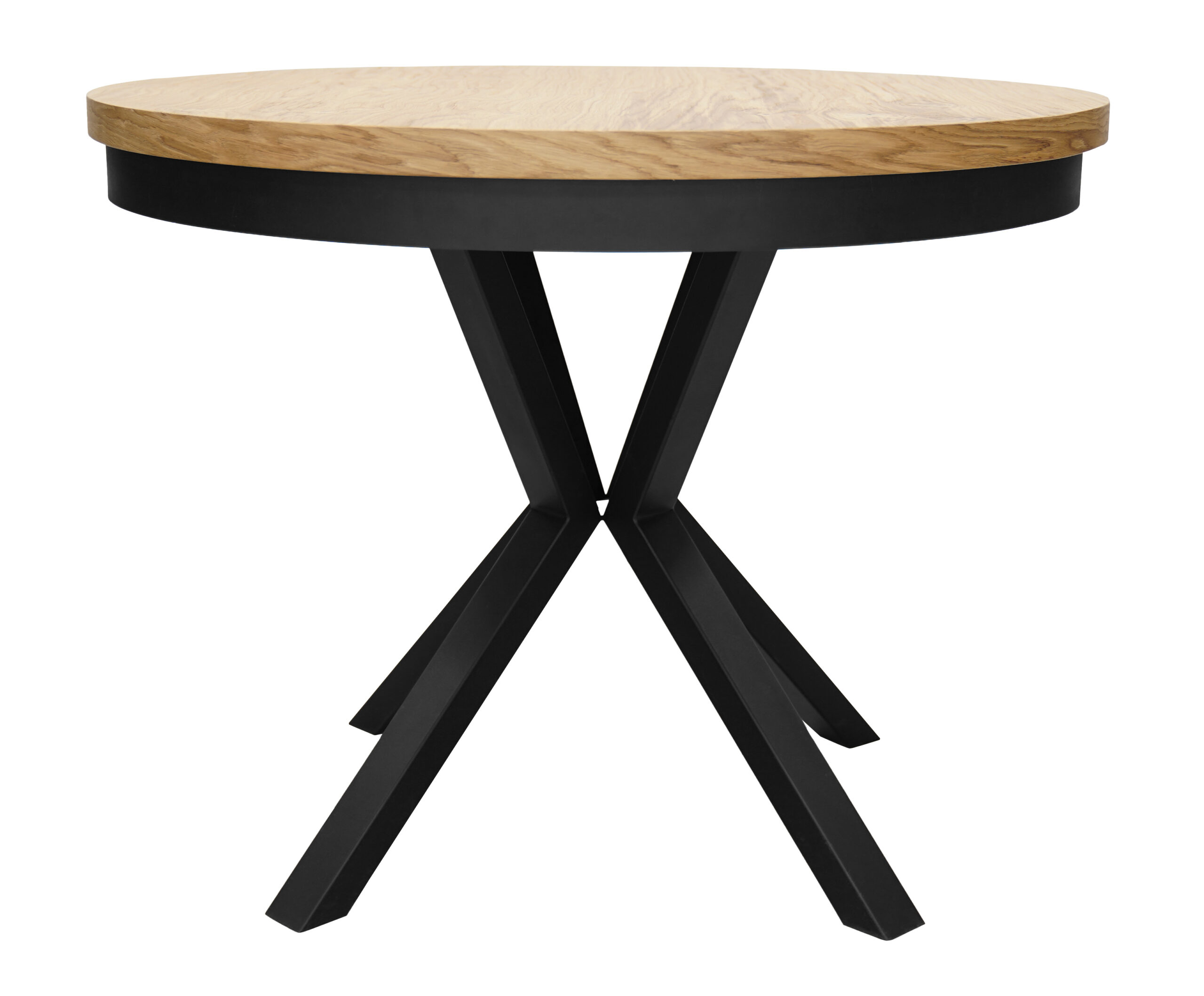 Sora Round Extendable Dining Table ø 90+2×50 cm – Natural Oak Veneer Spider Desk