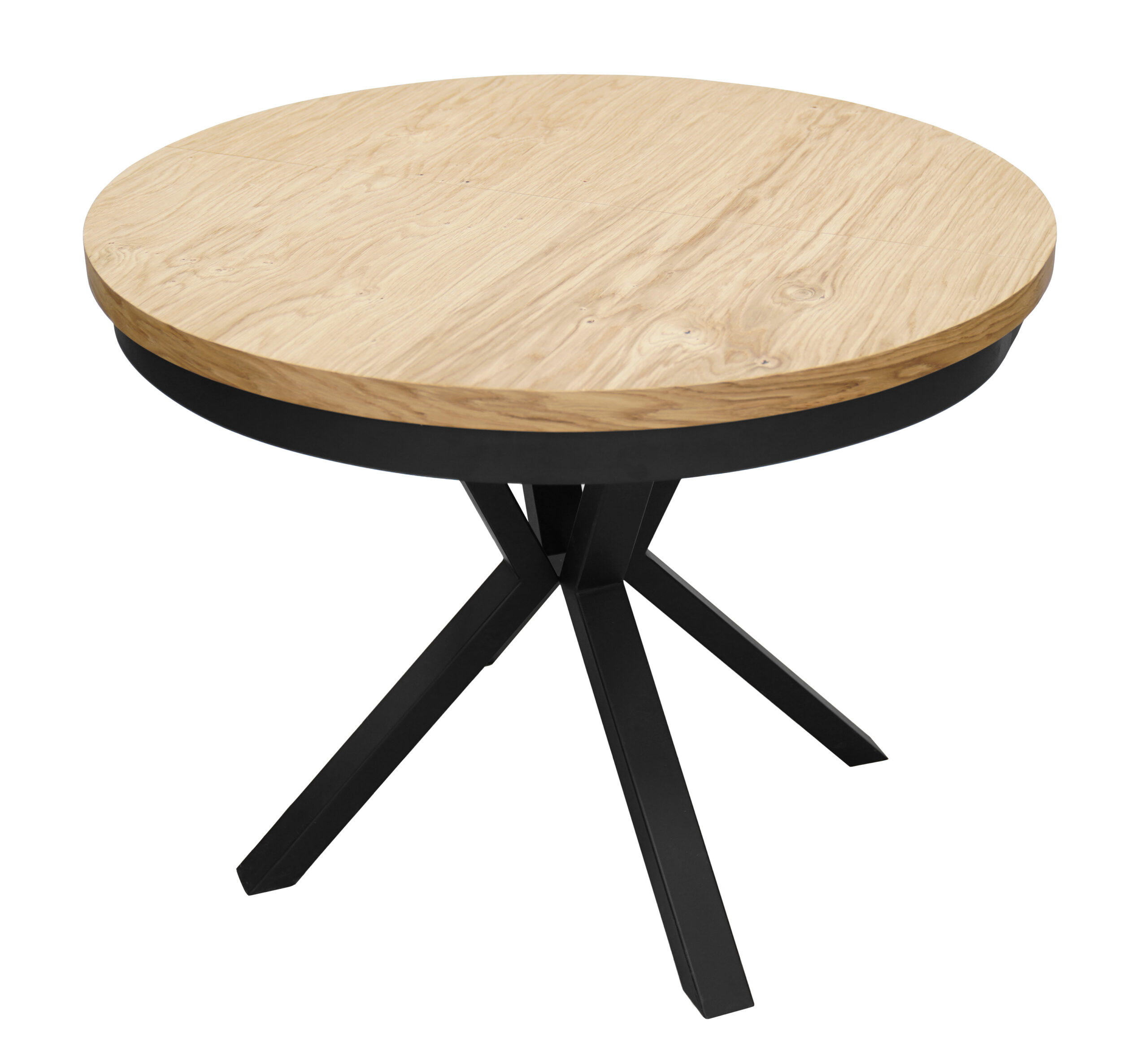 Sora Round Extendable Dining Table ø 90+2×50 cm – Natural Oak Veneer Spider Desk