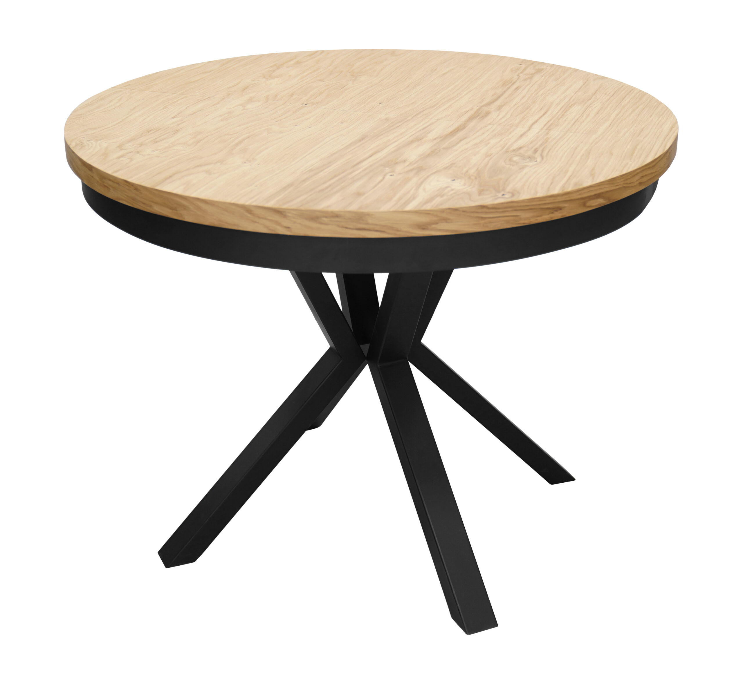 Sora Round Extendable Dining Table ø 90+2×50 cm – Natural Oak Veneer Spider Desk