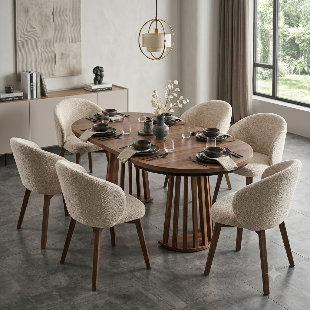 Tovo Dark Walnut Extendable Round Table 100–180cm