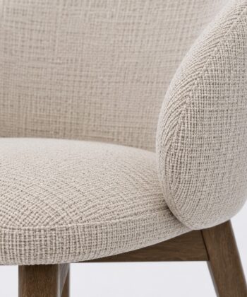 Aura Upholstered Dining Armchair Cremona Fabric & Custom Legs