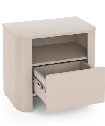 Cashmere Bedside Table with Fluted Rounded Edges & Push-to-Open Drawer