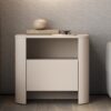 Cashmere Bedside Table with Fluted Rounded Edges & Push-to-Open Drawer