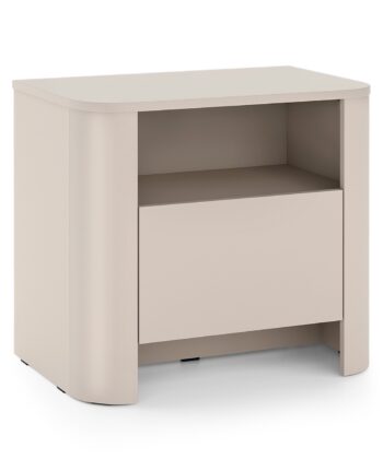Cashmere Bedside Table with Fluted Rounded Edges & Push-to-Open Drawer