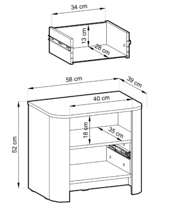 Cashmere Bedside Table with Fluted Rounded Edges & Push-to-Open Drawer