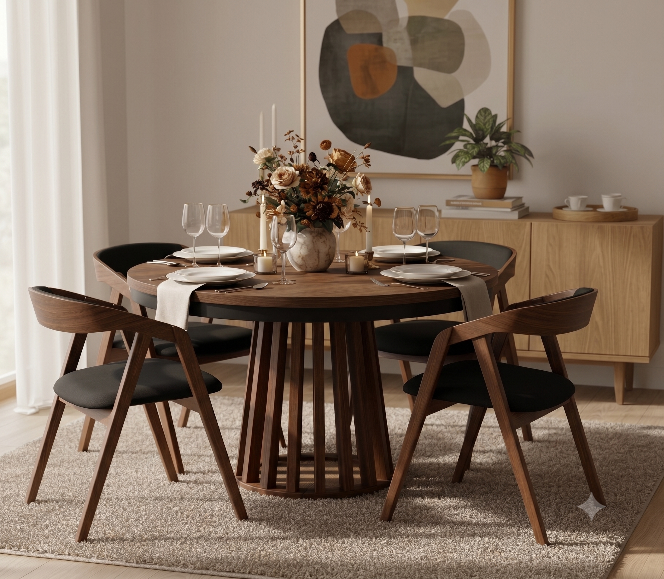 Tovo Dark Walnut Extendable Round Table 100–180cm