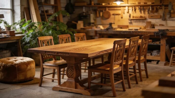 Handcrafted dining table in Dublin showcasing artisanal woodwork and local design