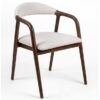 Lagos Premium Ash Wood Dining Chair – Handcrafted Armchair in Chenille Fabric