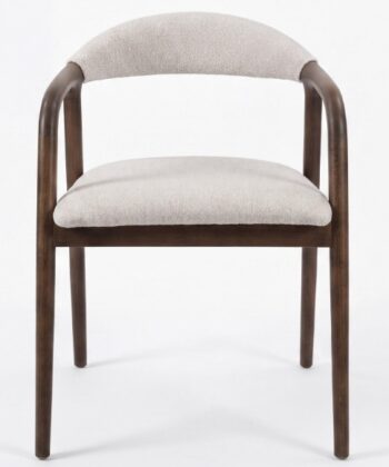 Lagos Premium Ash Wood Dining Chair – Handcrafted Armchair in Chenille Fabric