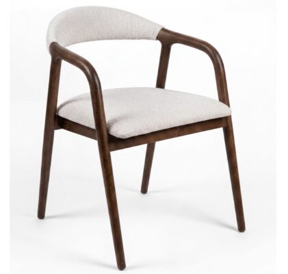 Lagos Premium Ash Wood Dining Chair – Handcrafted Armchair in Chenille Fabric