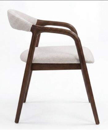 Lagos Premium Ash Wood Dining Chair – Handcrafted Armchair in Chenille Fabric