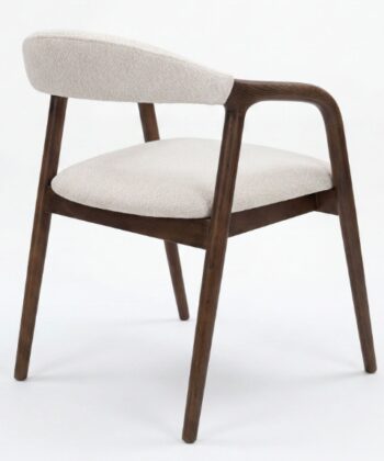 Lagos Premium Ash Wood Dining Chair – Handcrafted Armchair in Chenille Fabric