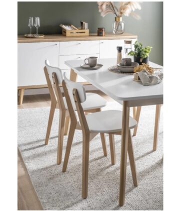 Primo Pst140 Extendable Dining Table 140-180×80 cm Matt White / Riviera Oak