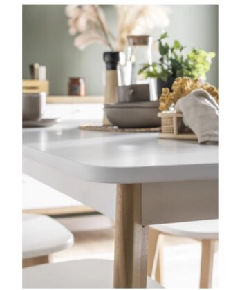 Primo Pst140 Extendable Dining Table 140-180×80 cm Matt White / Riviera Oak