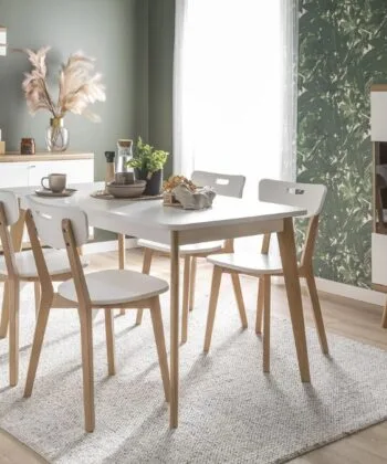 Primo Pst140 Extendable Dining Table 140-180x80 cm Matt White / Riviera Oak