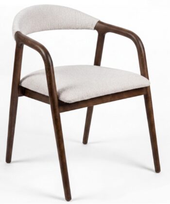 Lagos Premium Ash Wood Dining Chair &ndash; Handcrafted Armchair in Chenille Fabric