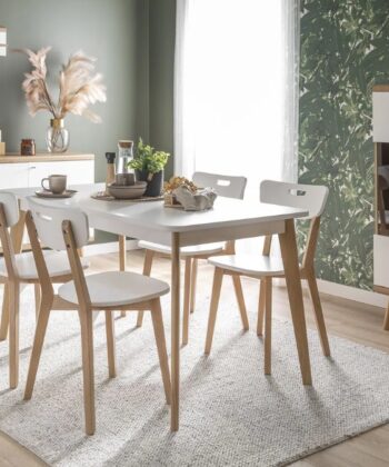 Primo Pst140 Extendable Dining Table 140-180x80 cm Matt White / Riviera Oak