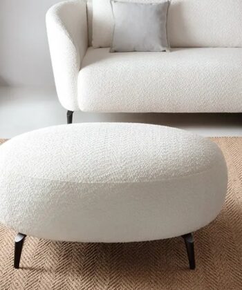 Verona Luxury Oval Pouffe – Large Bouclé Living Room Ottoman 100x80cm