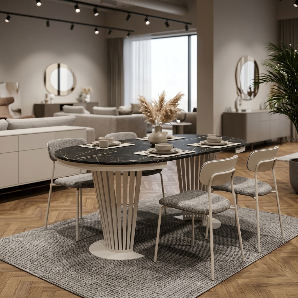 Aura Round Extendable Dining Table (Ø 100cm & Ø 120cm | Standard & Premium EGGER® Laminates)