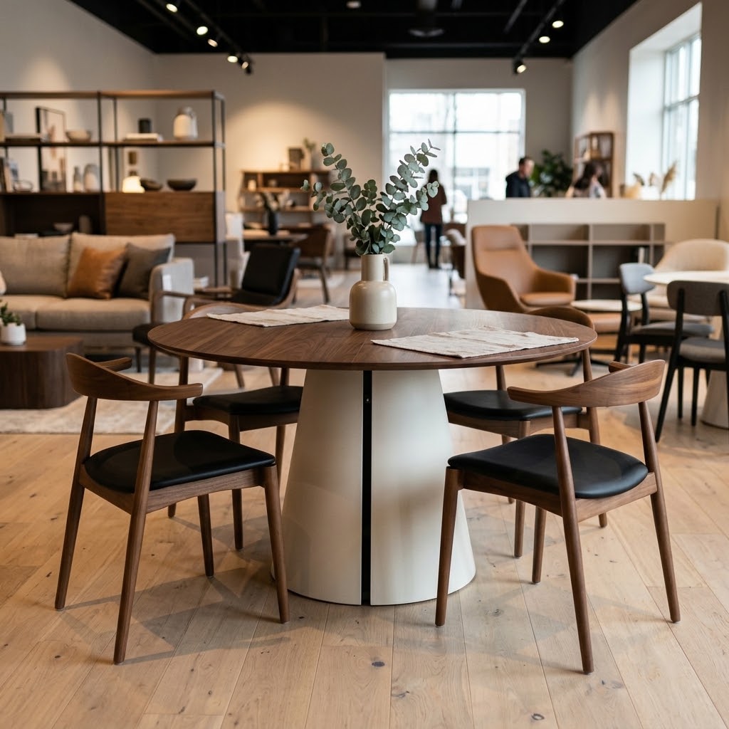 Avalon Round Extendable Dining Table (Ø 100cm & Ø 120cm | Laminate, Oak Sawn Veneer, Sintered Stone)
