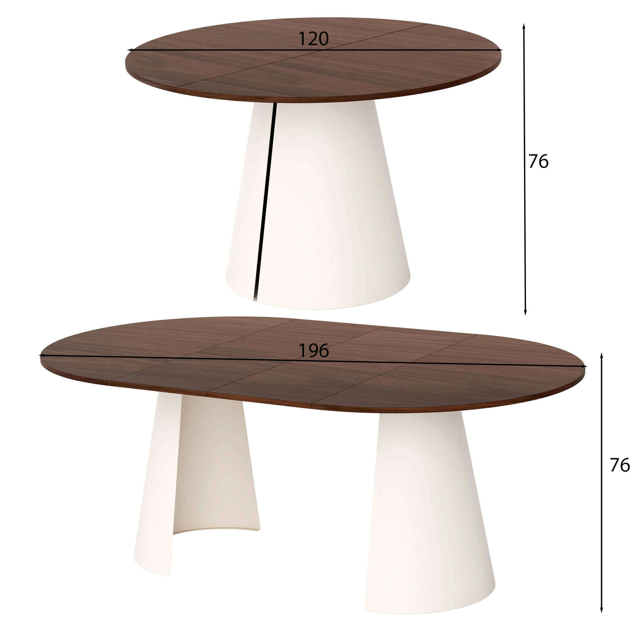 Avalon Round Extendable Dining Table (Ø 100cm & Ø 120cm | Laminate, Oak Sawn Veneer, Sintered Stone)