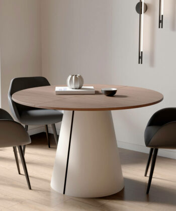 Avalon Round Extendable Dining Table (Ø 100cm & Ø 120cm | Laminate, Oak Sawn Veneer, Sintered Stone)