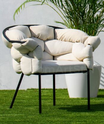 Cherry Black Outdoor Upholstered Armchair – Weather-Resistant Luxury