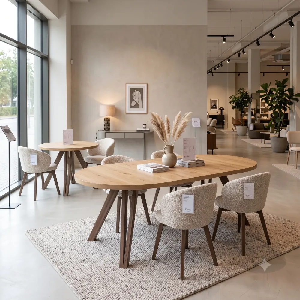 Custom handmade wood dining table and bookshelf in Ireland