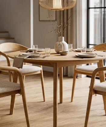 Kora Solid European Ash Armchair – Custom Wood Stains & Upholstery (56 × 56 × 73 cm)