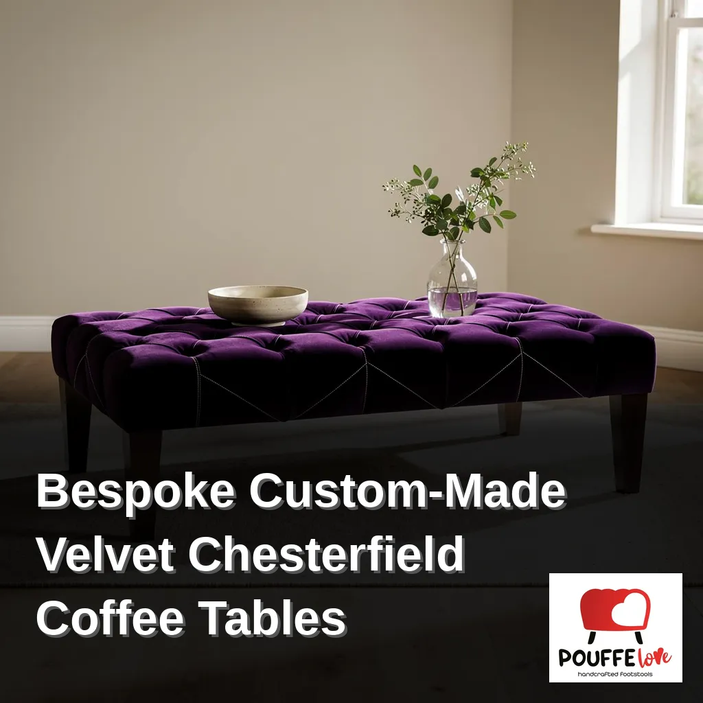 Bespoke custom-made velvet Chesterfield coffee table in an Irish living room