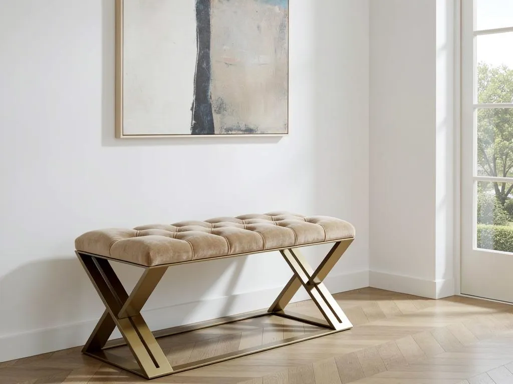 Modern ottoman crafted from eco-friendly organic fabric